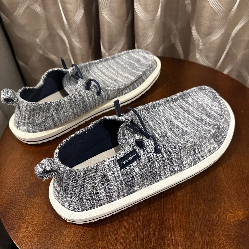 Maui & Sons Men’s Boat Shoes Gray Fabric Slip-On Casual Size: 11
